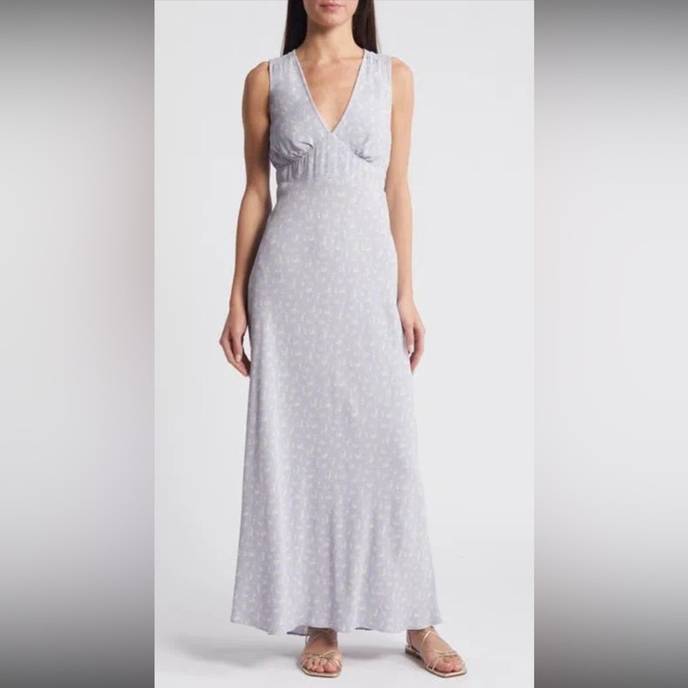 NWT Lavender micro floral Maxi Dress A-line Fairy Cottagecore treasure & bond